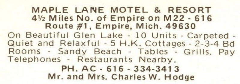 Maple Lane Resort (Maple Lane Motel) - Vintage Postcard